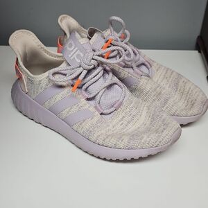 Adidas Lavender and Neon Orange Sneakers